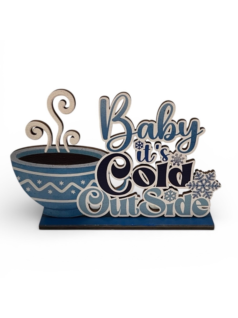Baby it’s Cold Outside Blue and White Winter Decor Sign NWOT